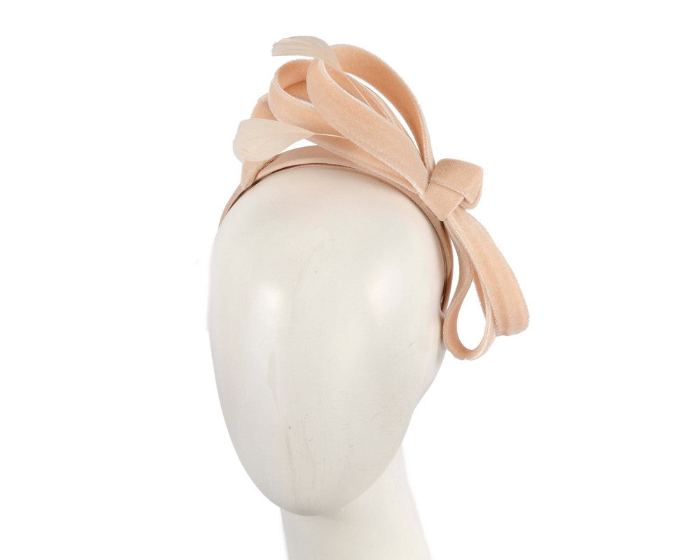 Nude velvet bow racing fascinator by Max Alexander-0